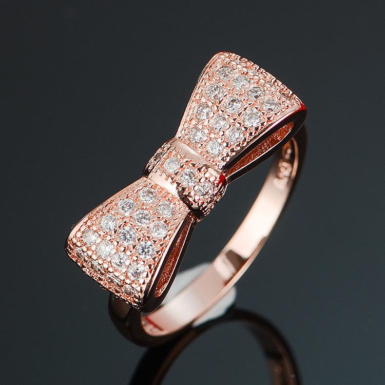 White Bow Zircon Jewelry Simple Women's Jewelry Ring