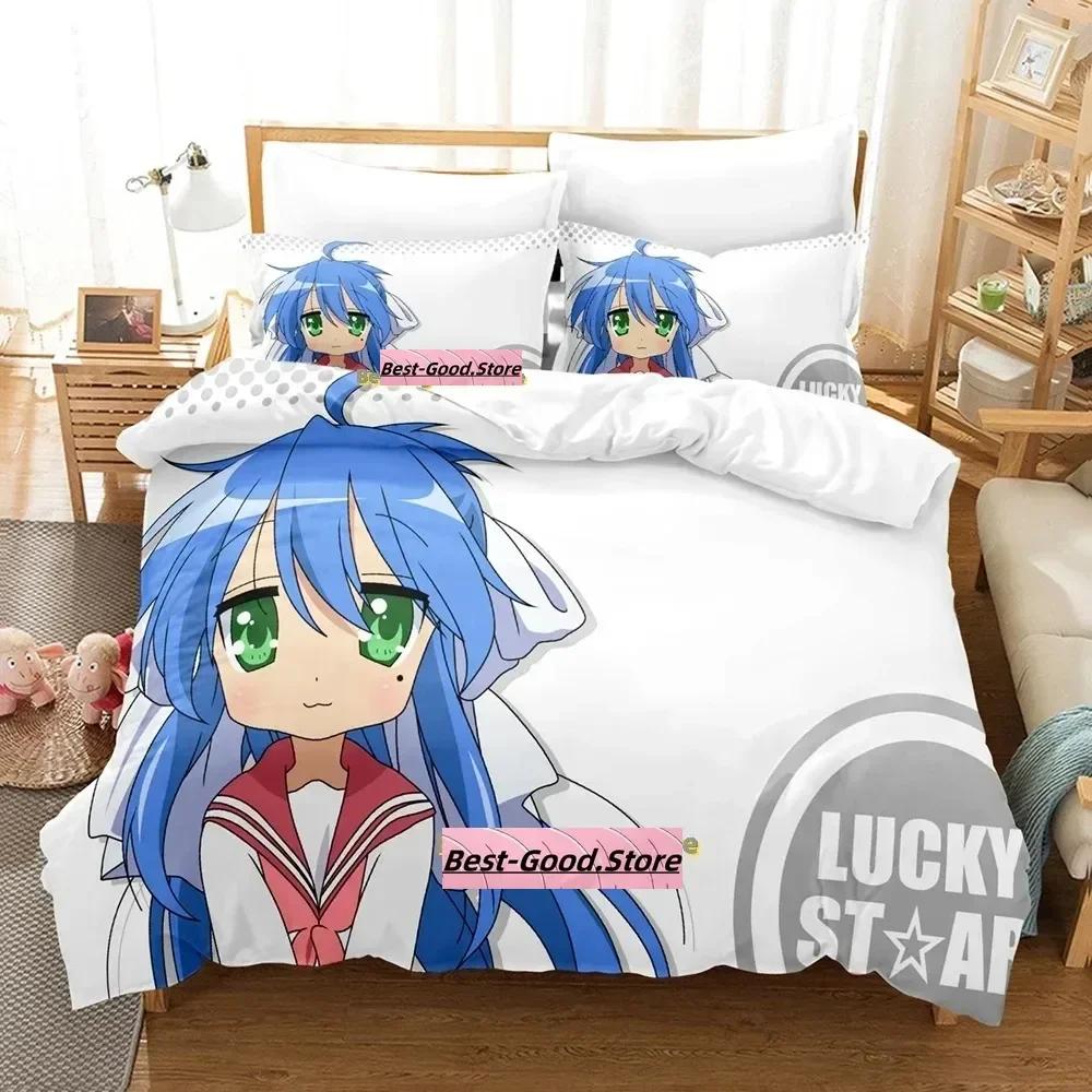 Lucky Star Konata Bedding Set Single Twin Full Queen King Size Bed Set Adult Kid Bedroom Duvetcover Sets 3D Anime Bed Sheet Set