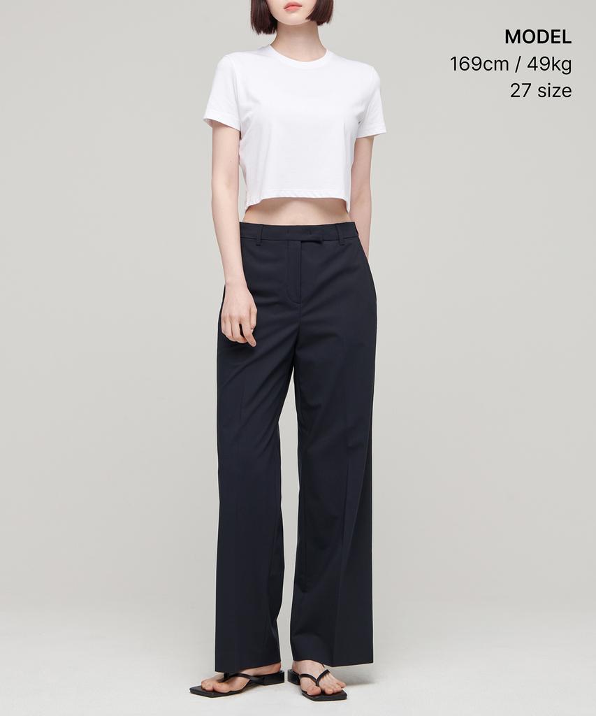 MUSINSA STANDARD WOMAN [Cooltandard] Women'S Wide Hidden Banding Slacks [Navy]