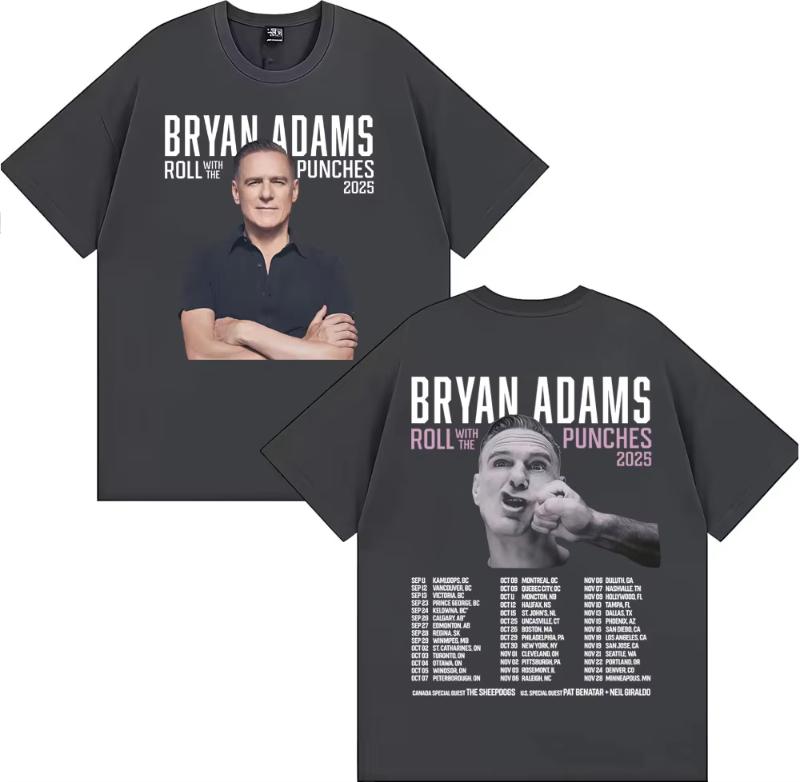 

Bryan Adams Roll with The Punches Tour 2025 Album T Shirts Men s Clothing Fashion Hip Hop Oversized Cotton T-shirts Streetwear S разноцветный
