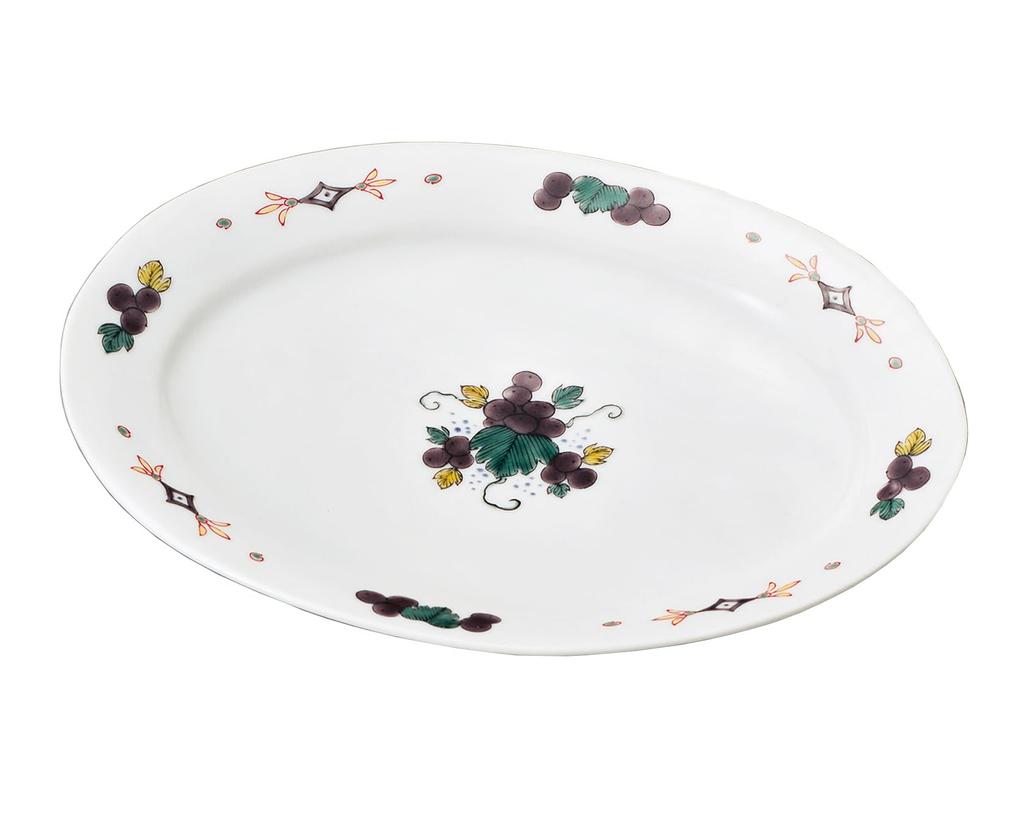 Kutani ware Iwataya No. 7 serving plate with grapes AP7-0216