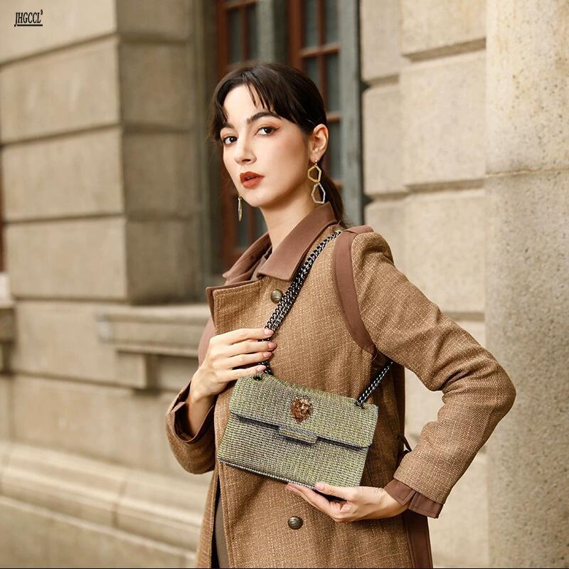 Fashion New Round-toed Stiletto High-heeled Sandals Bag Set, Lion's Head Plus-size Fashion Show Sandals Off-the-shoulder Bag Set B8