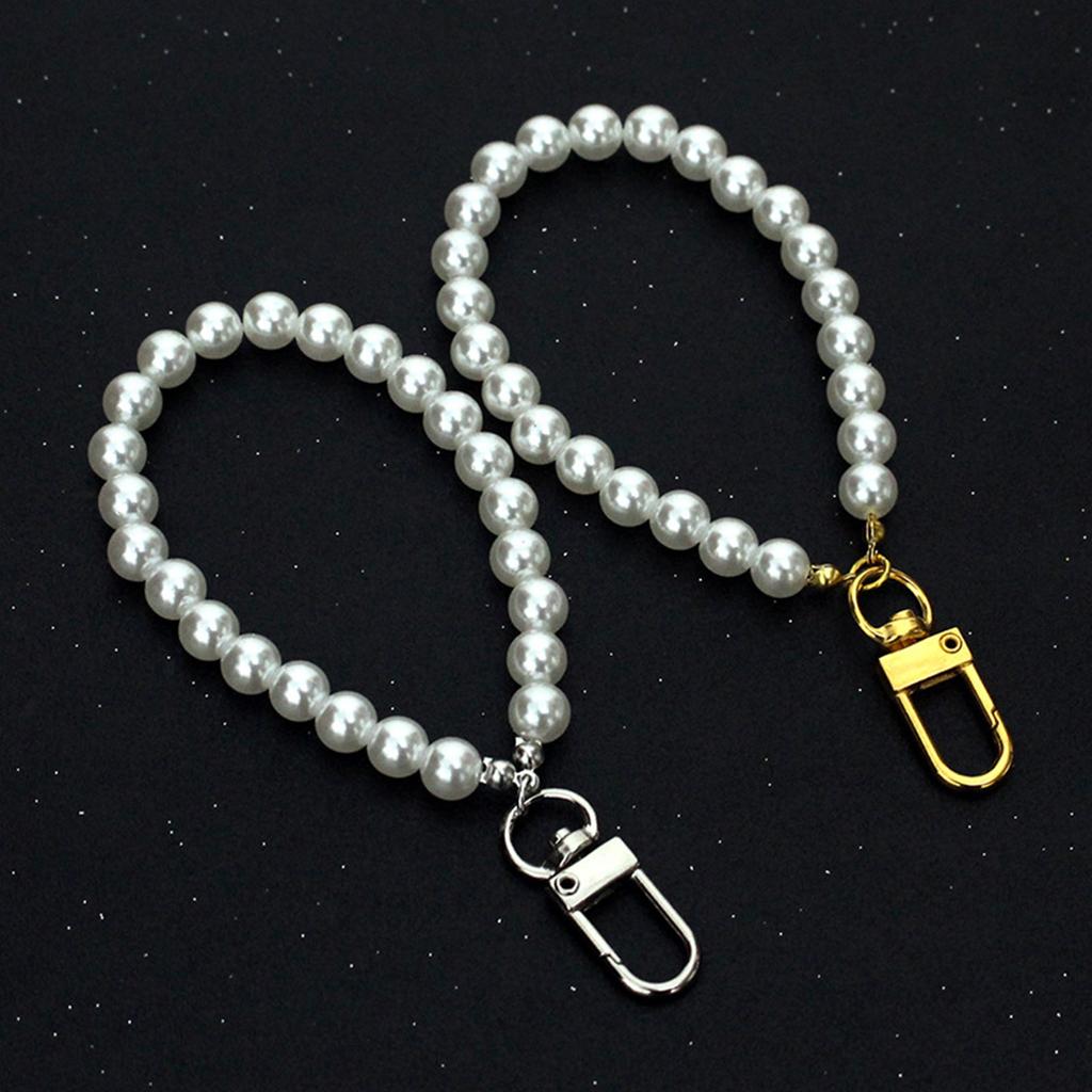 Fashion Imination Pearl Beads Keychain Lanyard Wrist Strap Phonecase Charm Keychain Decoration Pendant Cellphone Strap