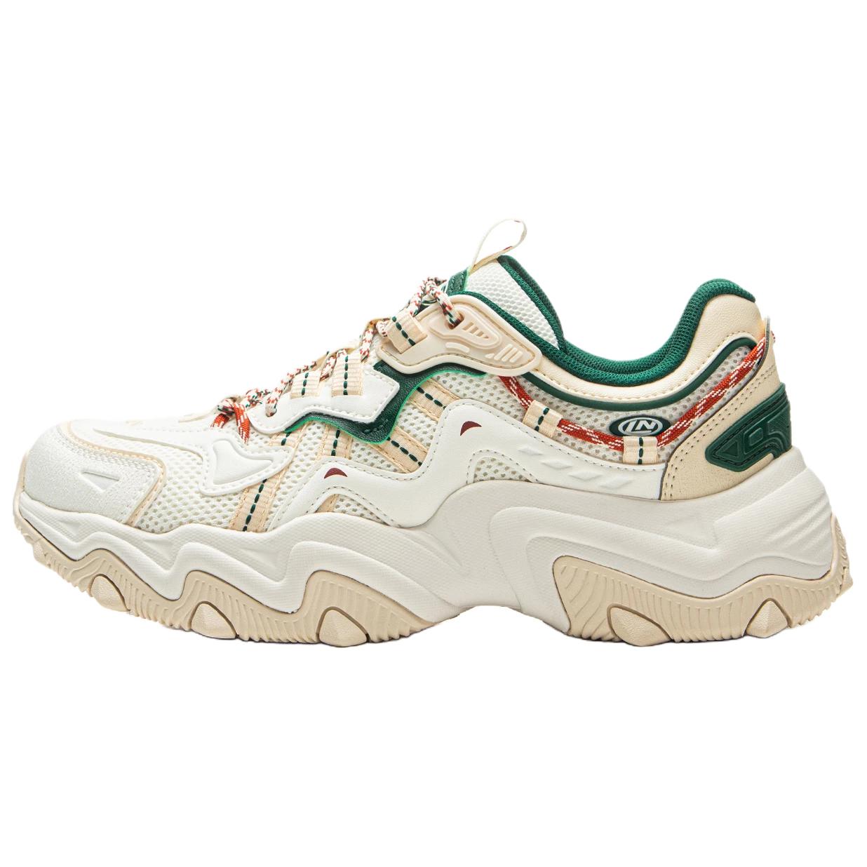 Li Ning Sports Life Collection Synthetic Leather Low top Chunky Sneakers Women s Ivory AGCV418-2 37