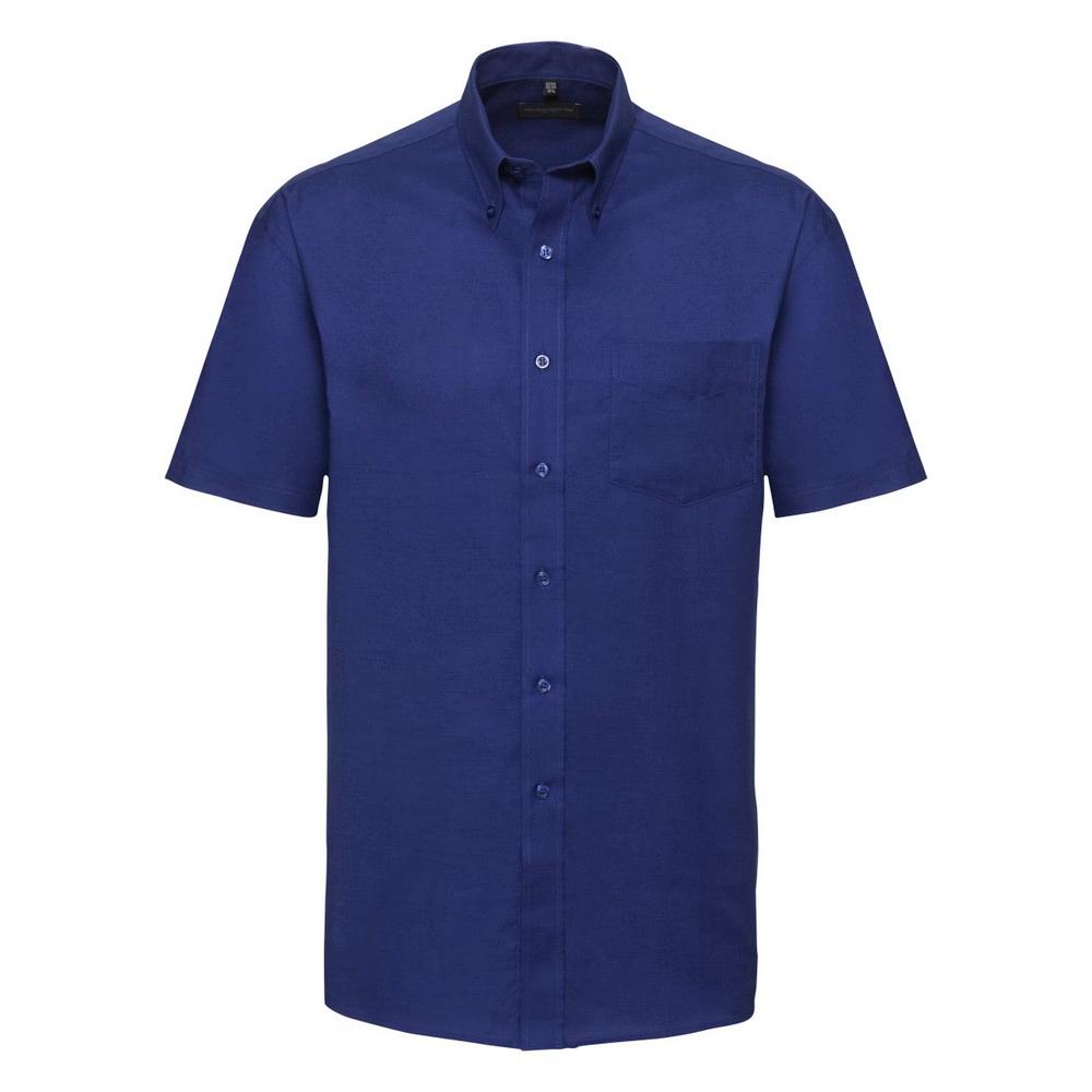 Russell Collection Mens Short Sleeve Easy Care Oxford Shirt