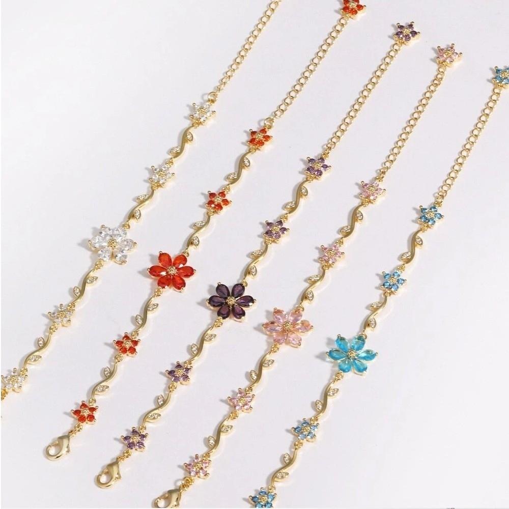 Y2K Chain Bracelet Crystal Women's Bracelet Sweet Flowers Bracelet