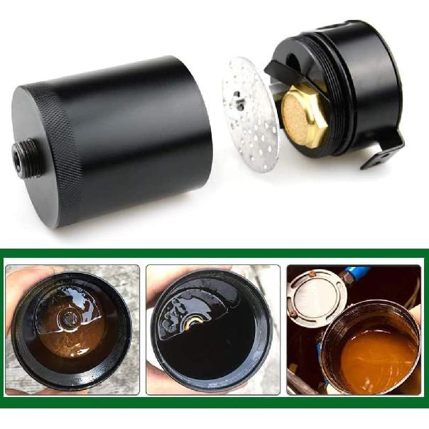 Universal 150Ml Car Oil Catch Can Kit Reservoir Tank, Compact Baffled 3-Port Oil Separator 2 Inlets 1 Outlet Black With Breather Filter + Drain Valve