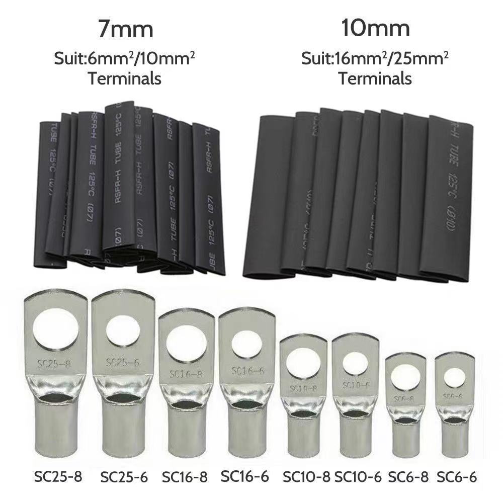 

140 шт. Кільцеві кабельні наконечники 35 мм² Луджені мідні наконечники Провідні кільцеві з єднувачі Голі клеми Наконечники Провід Мідний набір