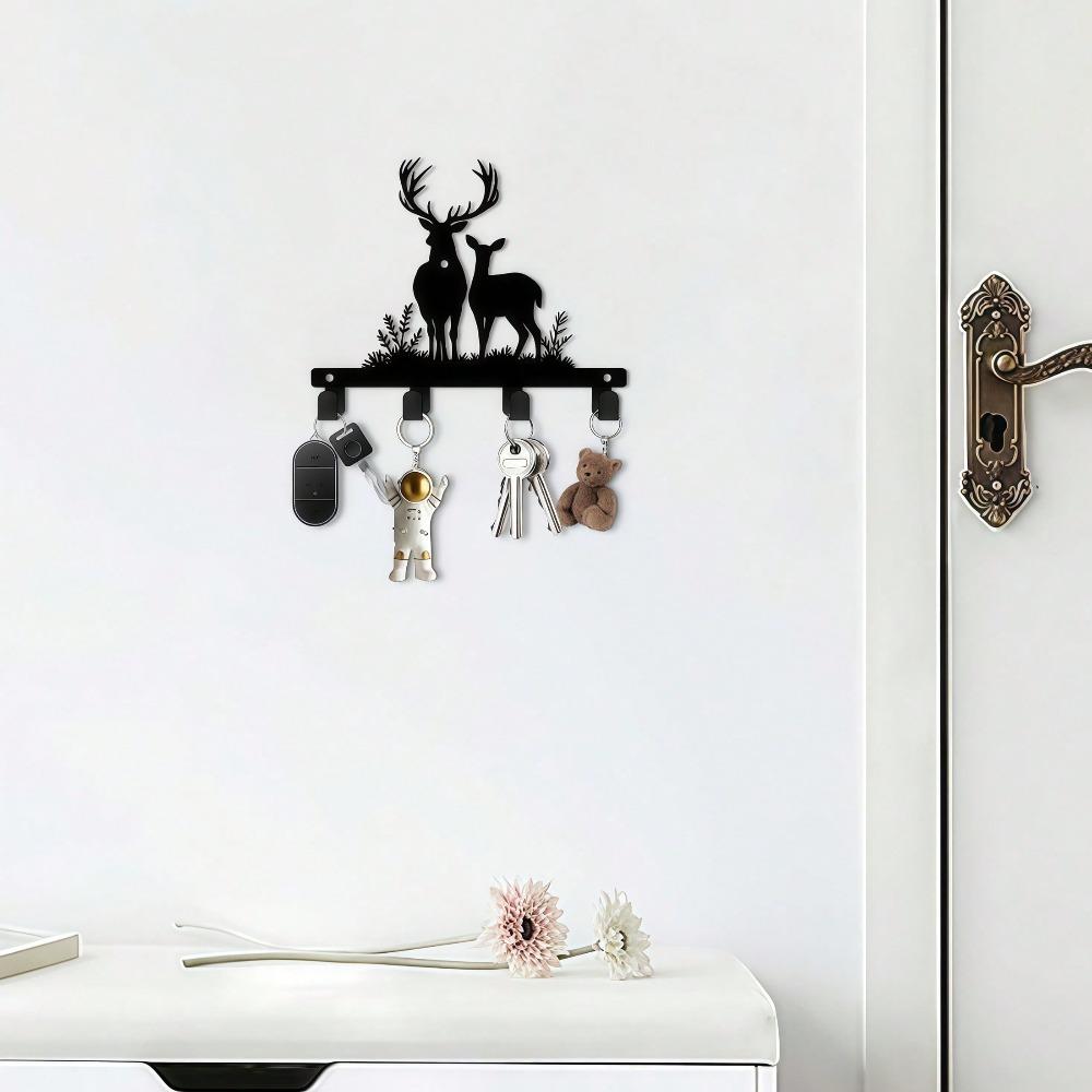 Antler Key Holder Wall Mount 5.9 Inch Modern Coat Rack Durable Hooks for Entryway Porch Office Decor