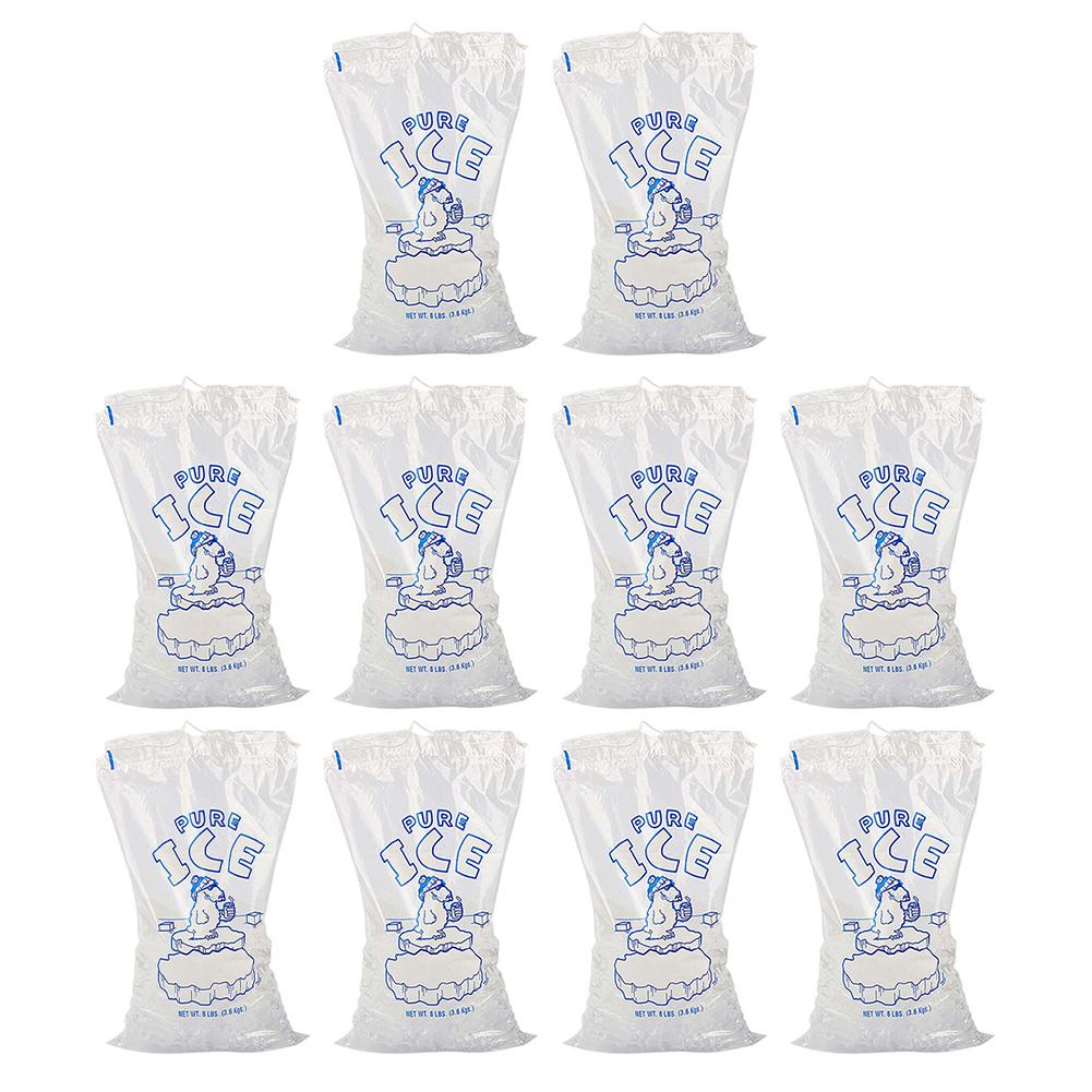 

Heavy Duty Ice Bag with Large Capacity and Drawstring Transparent PE Ice Pack for Cube Holding on Travel Home and Outdoor Use
