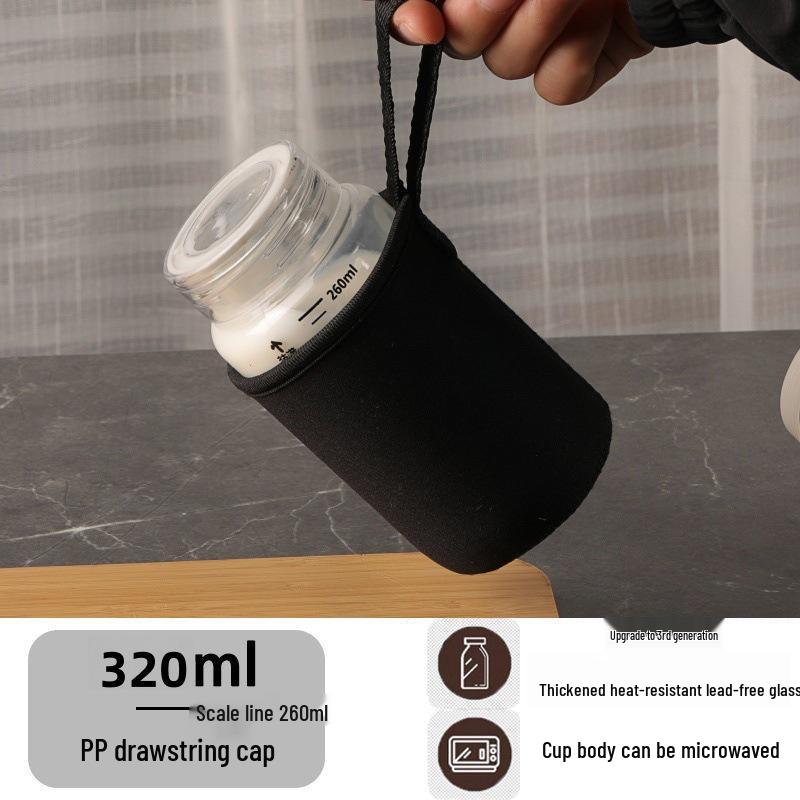 Microwave-Safe Borosilicate Glass Milk Cup with Scale - Portable and Heat-Resistant