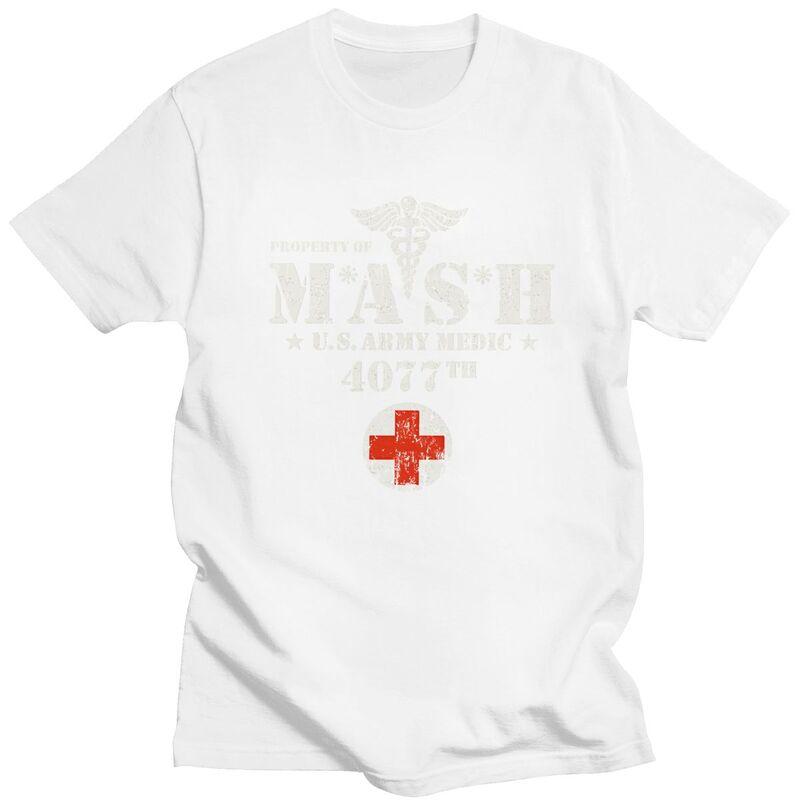 Custom Vintage Mash Tv Show Tshirts for Men Short Sleeves Casual T Shirt Cool Tshirts Loose Fit 100 Cotton Tees Gift