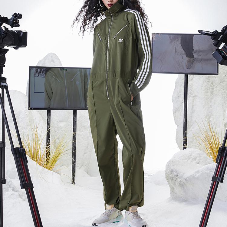 adidas Originals X Resistance Montérky Parley Pruh s logem Jednobarevný Dlouhý rukáv Kombinéza Dámský kombinéz Tmavě olivově zelená HD2517