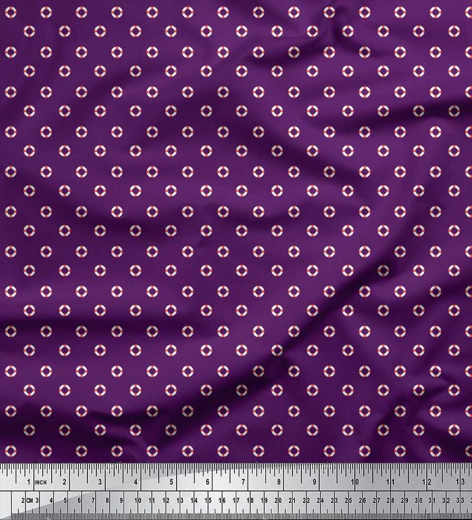 Soimoi Japan Crepe Satin Fabric Swimming Ring Small Printed Craft Fabric by the metre 42 Inch