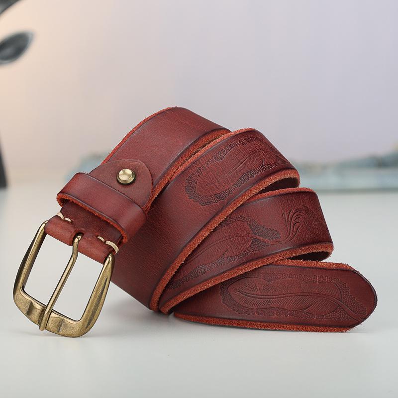 Personalitate Retro Primul Strat Piele de Vacă Gravat Curea Bărbați Piele Cataramă cu Ac Modă Lejeră Blugi Pantaloni Casual Curea