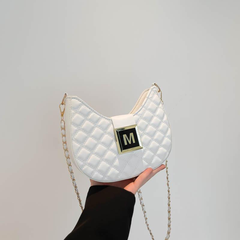 

Сумка-цепочка ромбовидной формы женская 2025 трендовая личность текстура мода плечевая сумка-мессенджер сумка подмышку белый