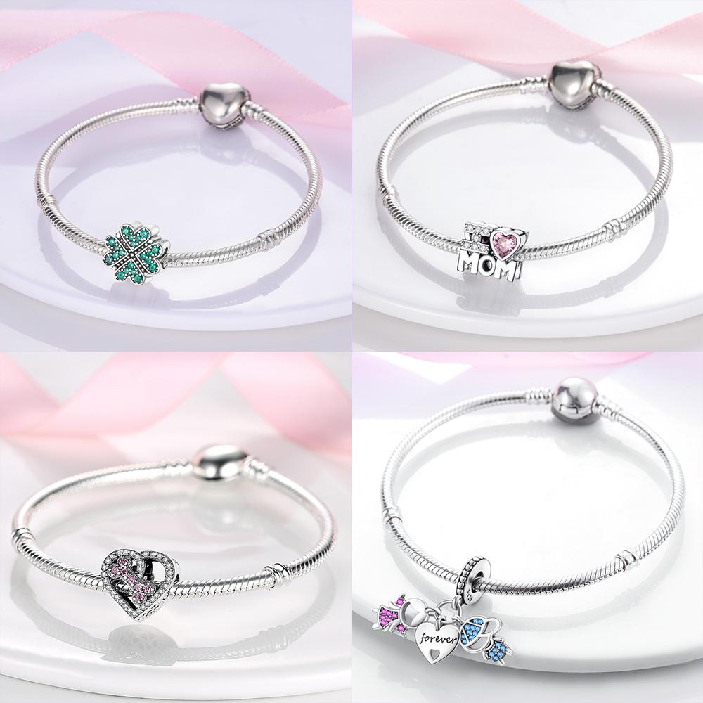 Original 925 Silver Charm Beads Tree of Life Cute Claw Heart Family Charm Pendant Fit Bracelet DIY Jewelry Women Fine Gift