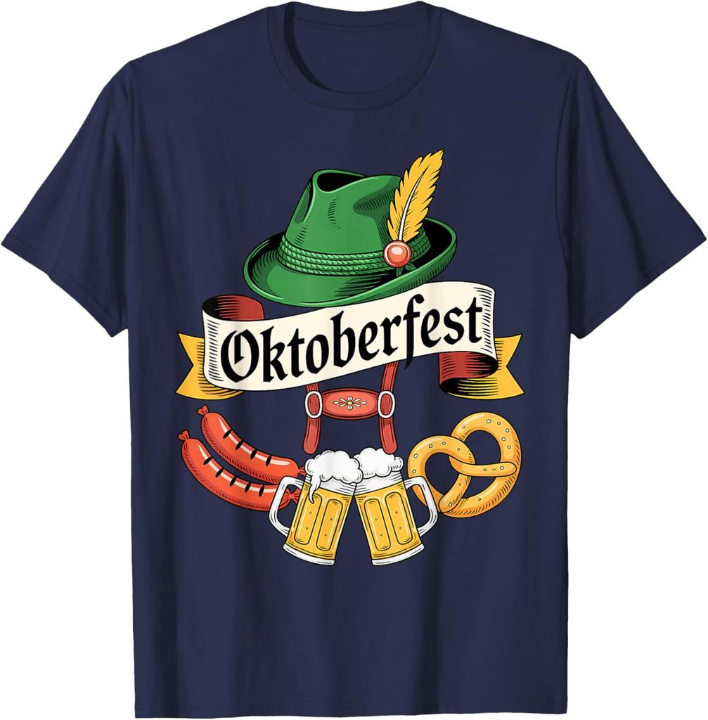 Oktoberfest Beer Pretzel Sausage Bavarian Hat Unisex Women T-Shirt Fashion Casual Cotton Graphic T Shirts Streetwear Tops Tee