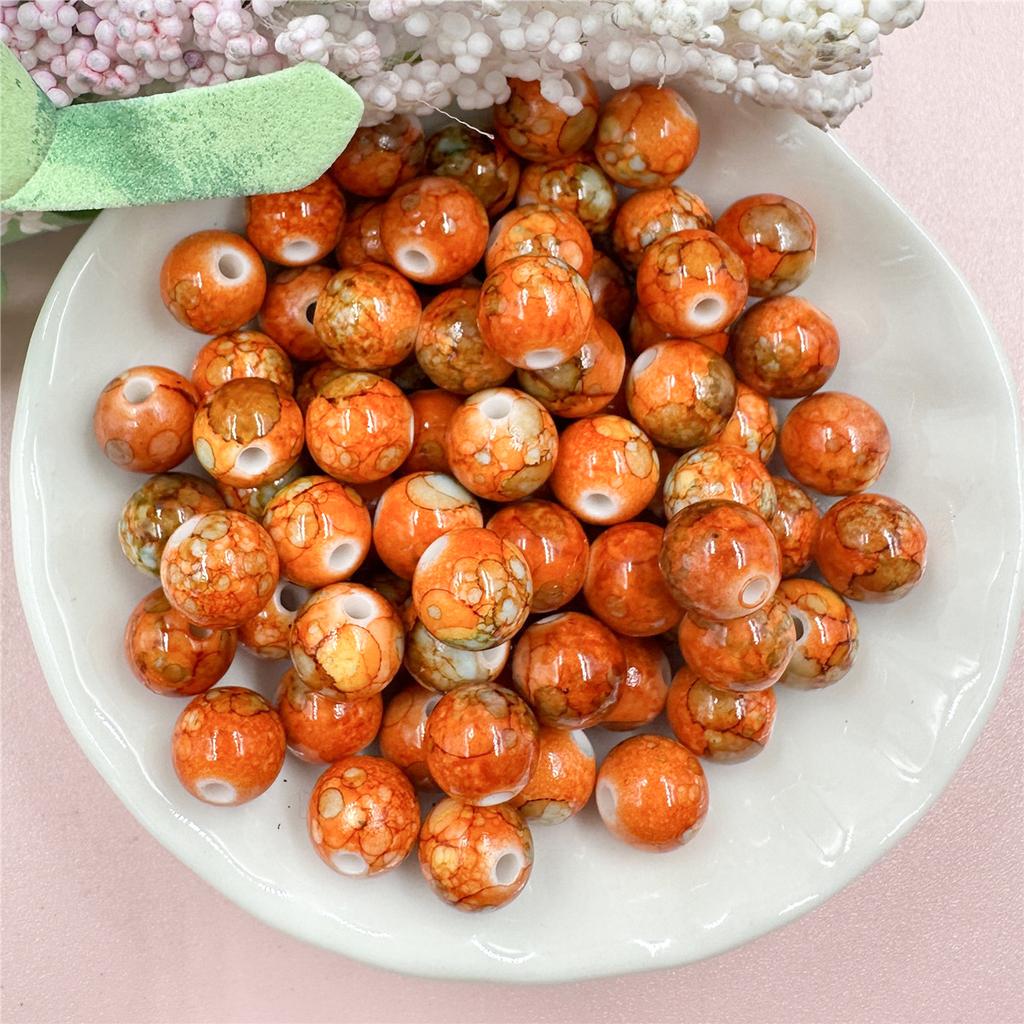 Zubehör für die Herstellung von Halsketten, DIY, farbiges Acryl, modisch, 50 Stück, 8 mm, lose Perlen, kleine Perlen, Armband