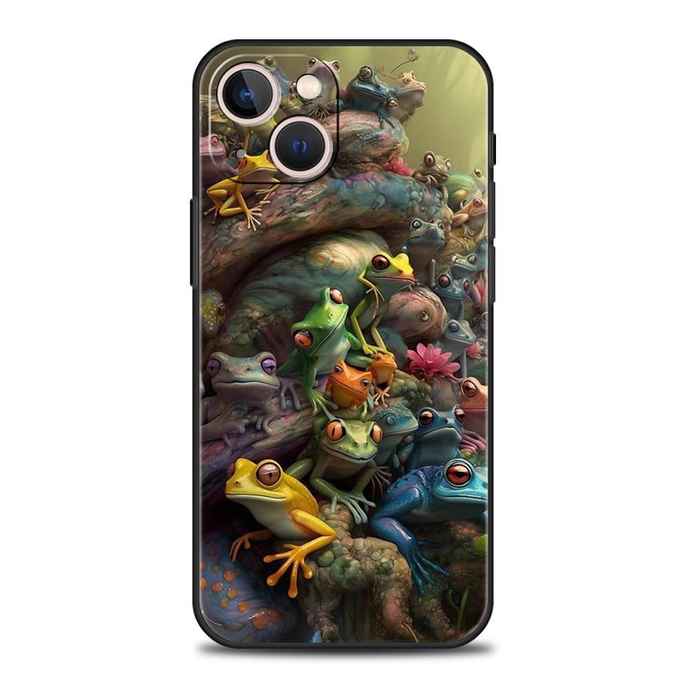 

Чехол для телефона Cover для iPhone 17 16 15 14 13 12 Pro Max 11 Pro Max 17 AIR Plus Ударопрочный Мягкий ТПУ Корпус Реалистичный Принт Лягушки Capas iPhone 17 Pro