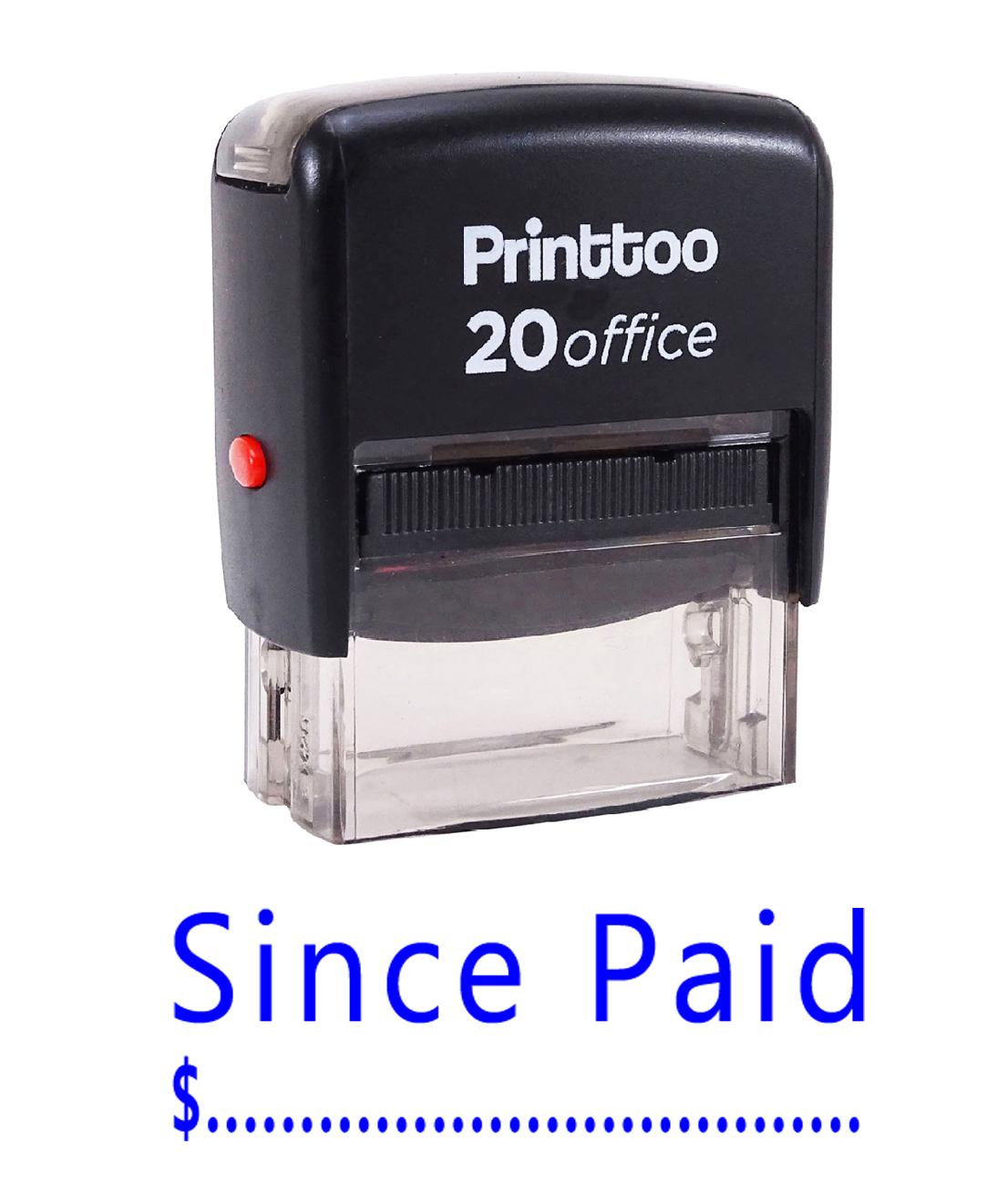 

Printtoo Rubber Stamp SINCE PAID Self Inking Office Stationary Custom 14 mm x 38 mm (Approx) синій