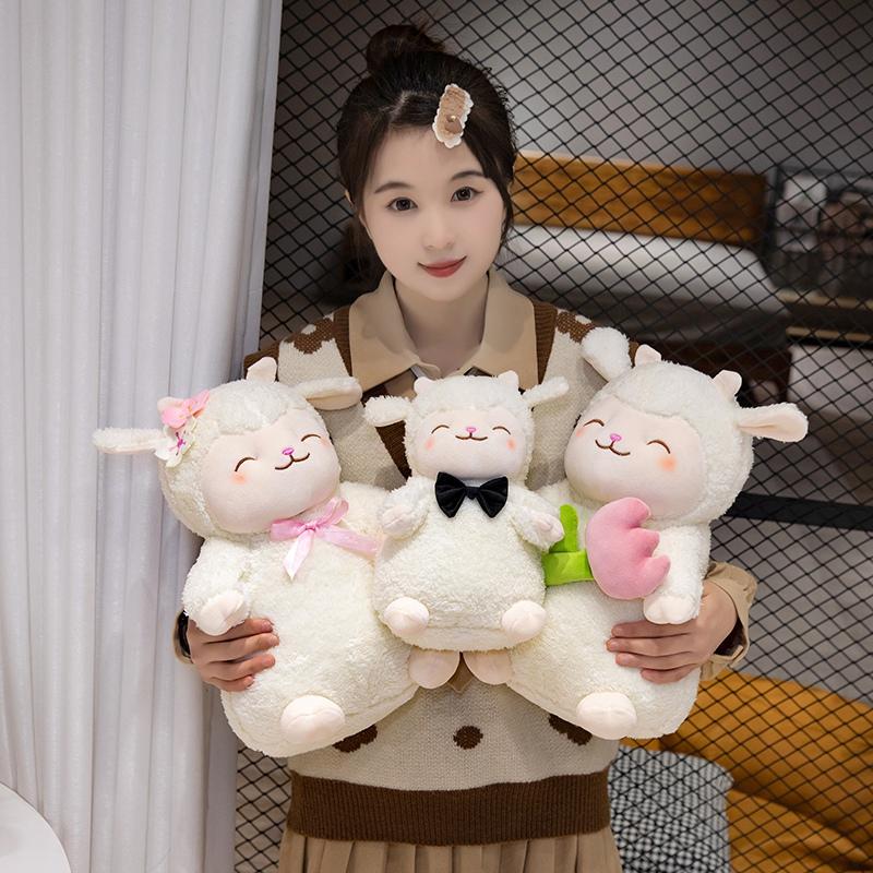 25/35cm Stuffed Plush Flower Sheep Animals Bow Tie Cotton Sheep Dolls Super Soft Decor Toys Funny Girls Boys Decor