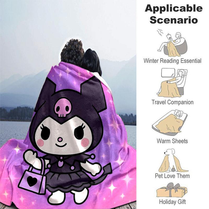 1pc Kuromi's Halloween Adventure Blanket, Seasonal Home Decorative Throw, Unique Gift Idea, Living Room, Travel, Camping, Car Blankets, Beach, Office