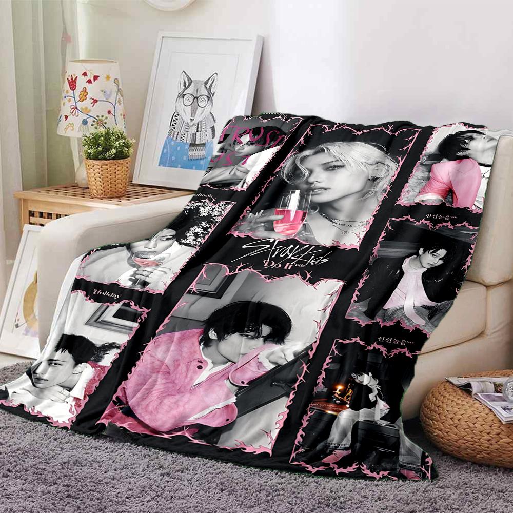 Pink Black Fashion Blanket Soft Throw Blanket For Home Bedroom Bed Sofa Travel Office Solid Christmas Blanket