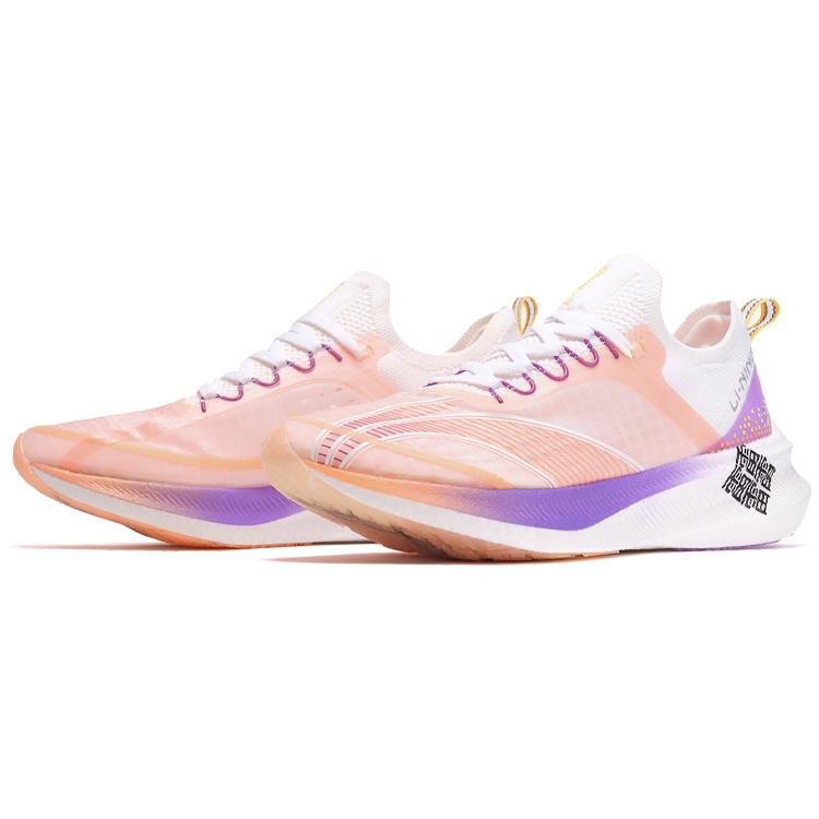 New LiNing Feidian Challenger Dopamine Dressing Low Top Running Shoes Women's White Purple ARMR012-1