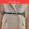 Color Solid Leather Waist Belt With Alloy Buckle For Women Office Wear Gift