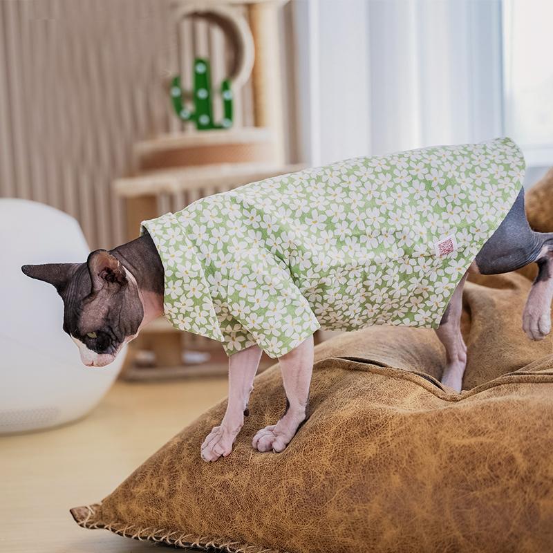 Summer Sphynx Hairless Floral Shirt Cat Clothes for Cat Devon Rex Conis Cat Costume Kitten Outfits Sphynx Cat Dress Pet Supplier