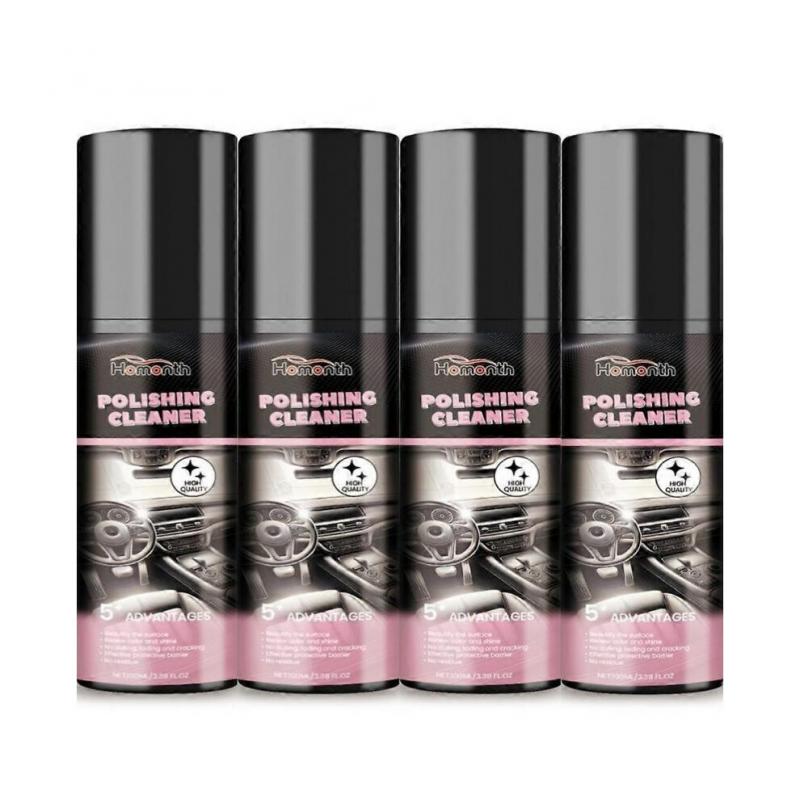 (4-Pack) Polishing Cleaner for Car Interior Detailing: Rubber, Leather, and Automotive Interior Polishing Agent, Detailer, and Cleaner