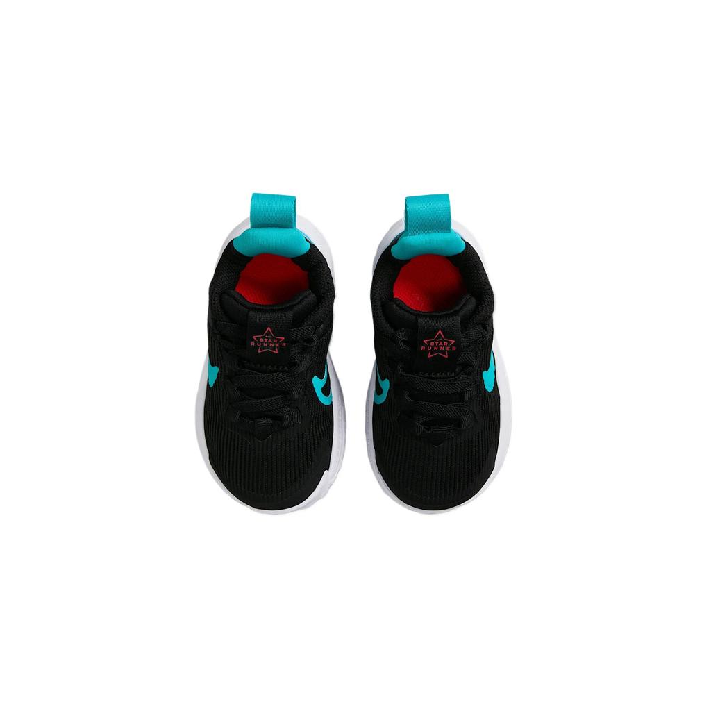 New Nike Star Runner 4 Low-Top Kids' Running Shoes Black/Bright Dark Red/White/Cactus Green Infant And Toddler DX7616-009