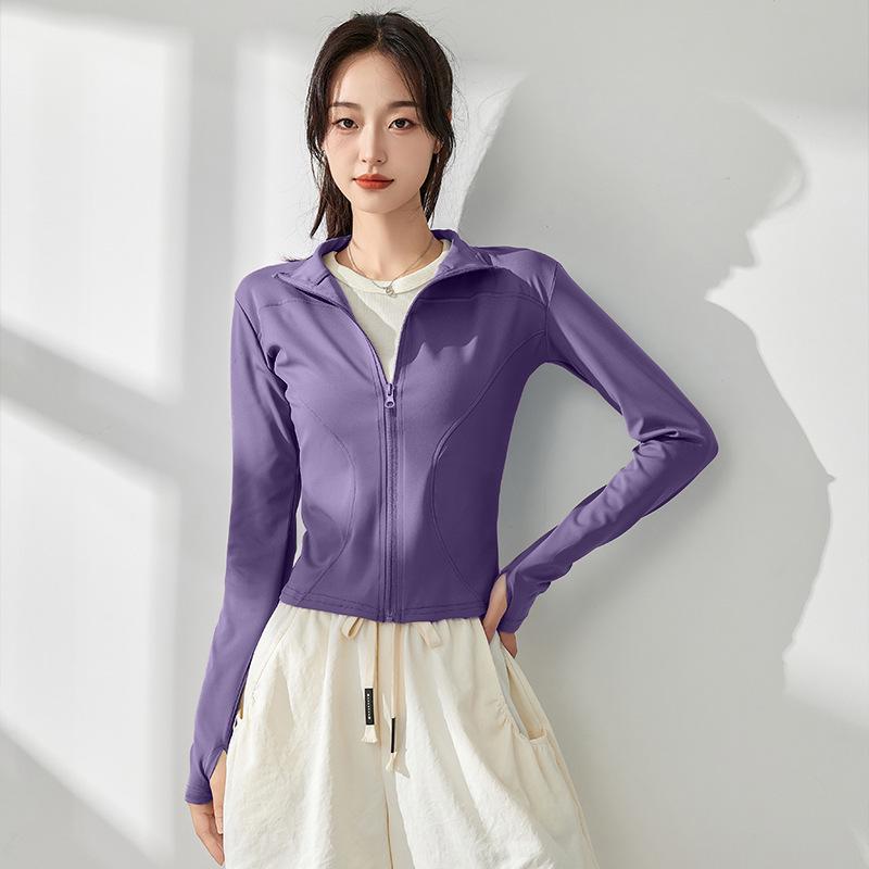 Women's Quick-Dry Yoga Jacket - 2025 Spring/Autumn: Zipper, Stand Collar, Long Sleeve, Fitness Top