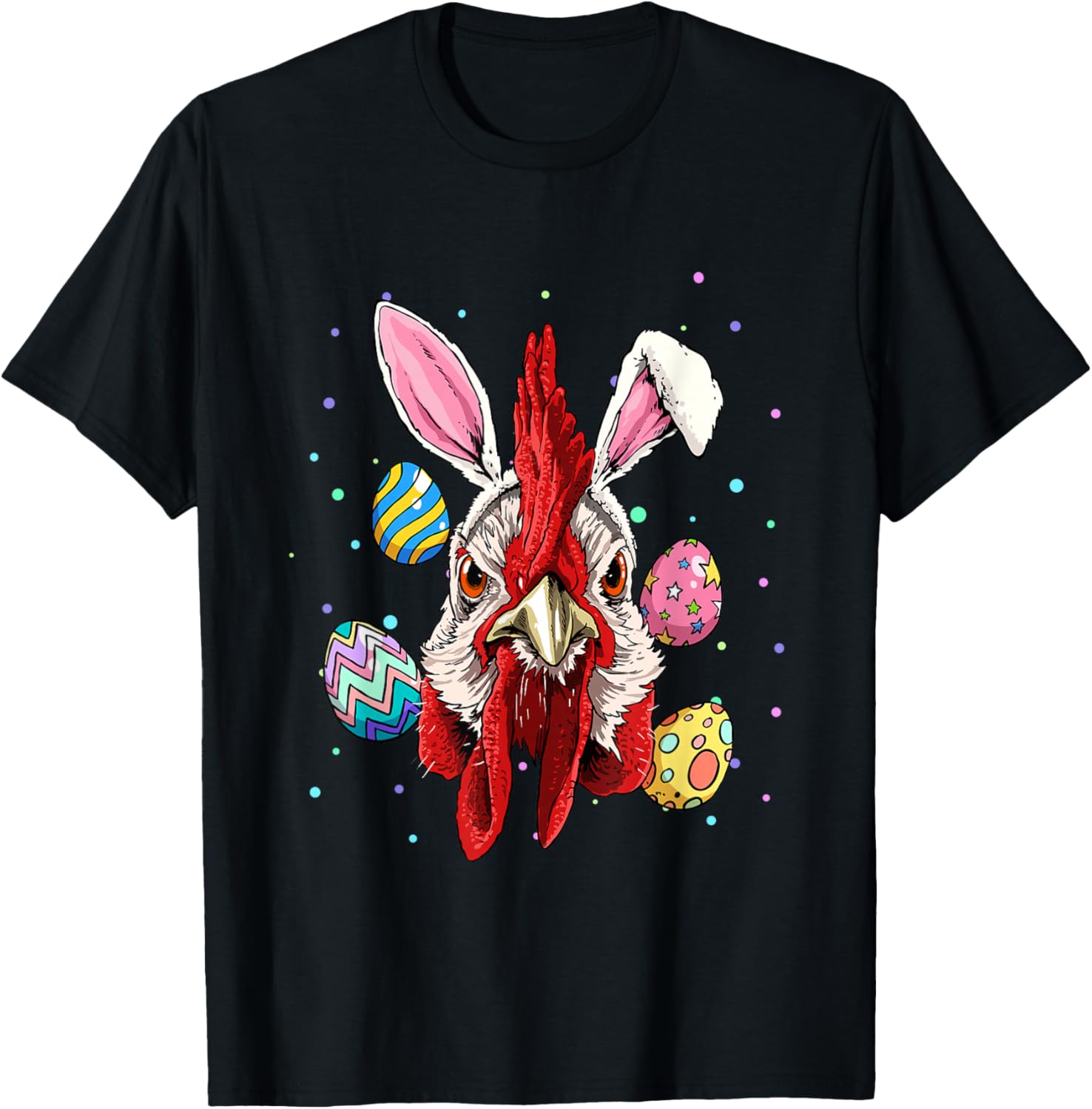 

Funny Rooster Bunny Easter Egg Graphic Tee Men s Casual Short Sleeve T-Shirt Trip 4XL