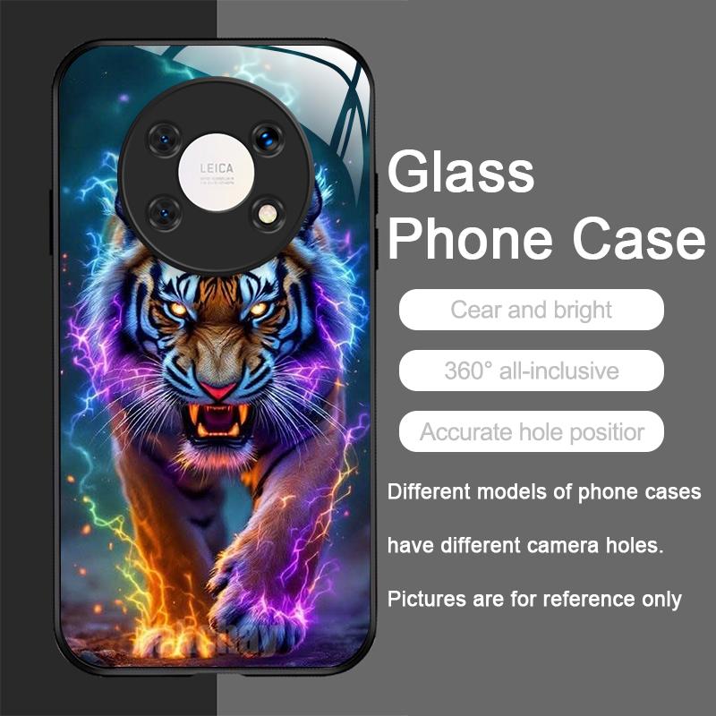 Golden Black Tiger Stripe Flame Print Tempered Glass Phone Case for Xiaomi Redmi Note 15 14 ProPlus 13 11T 10 Lite 15C 14C Cover