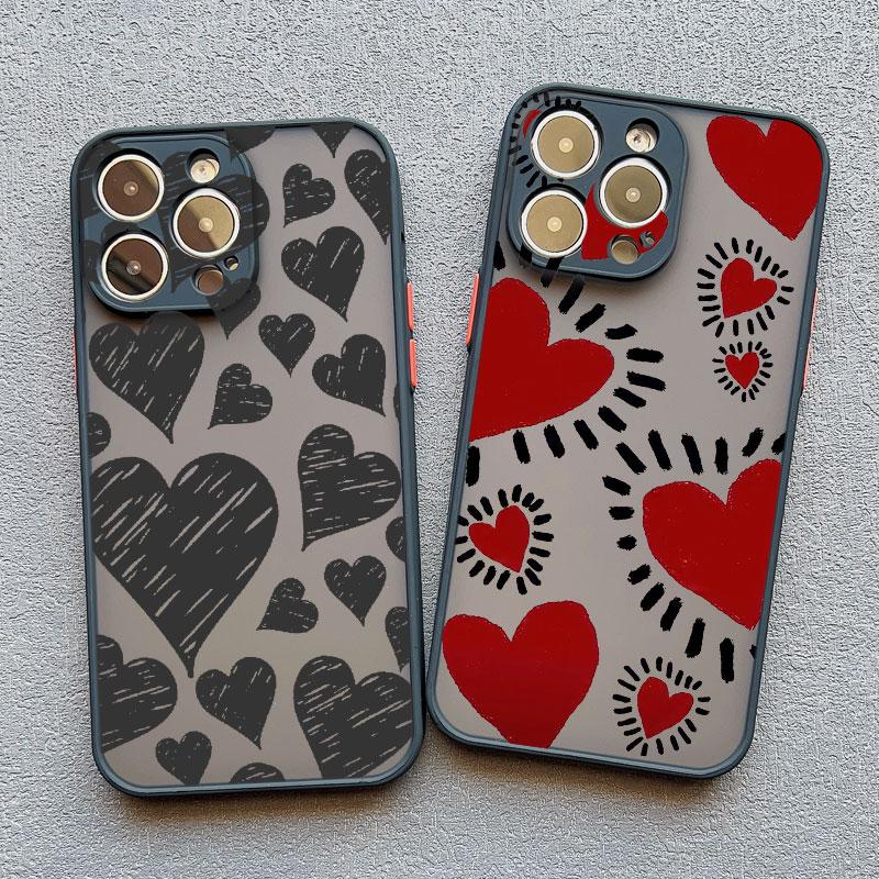 Cute Love Heart Pattern Protective Phone Cases for Iphone 15 11 12 13 Pro Max Mini 16 14 Pro Max Plus X XR XS Shockproof Cover