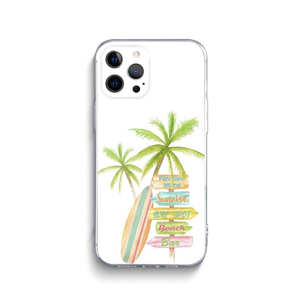 Hawaii Travel Seaside Phone Case For iPhone 15,14,13,12,11 Plus,Pro,Max,XR,XS,X,7,8 Plus,SE,Mini Transparent Silicone Soft