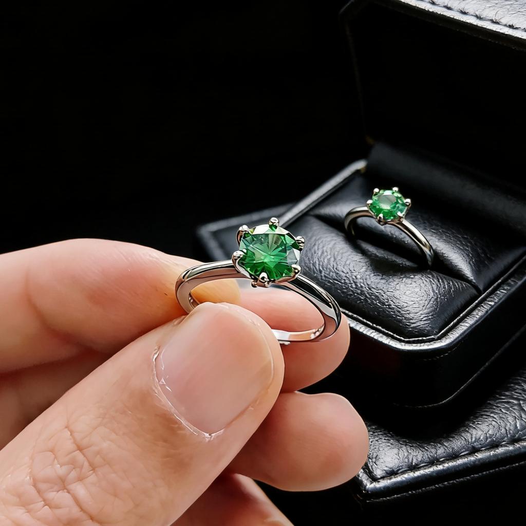 Jewelry Simulation One Carat Ruby Emerald Ring Light Luxury Classic Six-Claw Red Corundum Ring