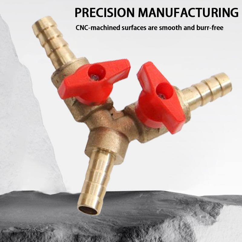 Brass Y 3 Way Shut Off Ball Valve with 8mm 10mm Hose Barb Connector for Water Air Control System Leakproof Design