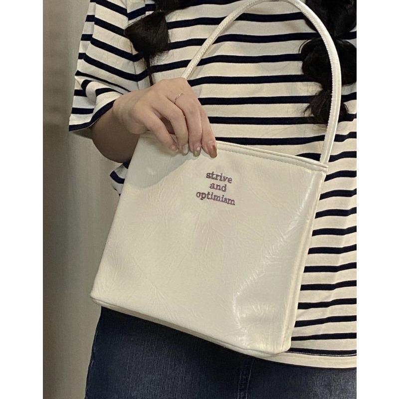 Textured silver butterfly letter embroidery handbag women s 2 new shoulder underarm bag tote bag tide белый