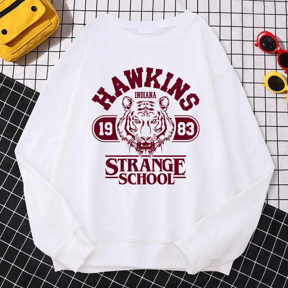 Casual Street Womens Sweatshirt Hawkins High School Indiana 1983 Printing Hoodies Loose Crewneck Pullovers