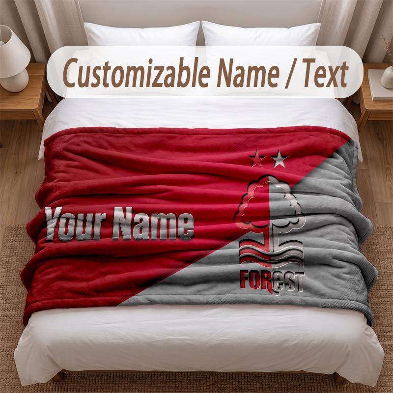 Nottingham Forest Printed Flannel Blanket Custom Name Text Soft Warm Throw For Bedroom Holiday Gift