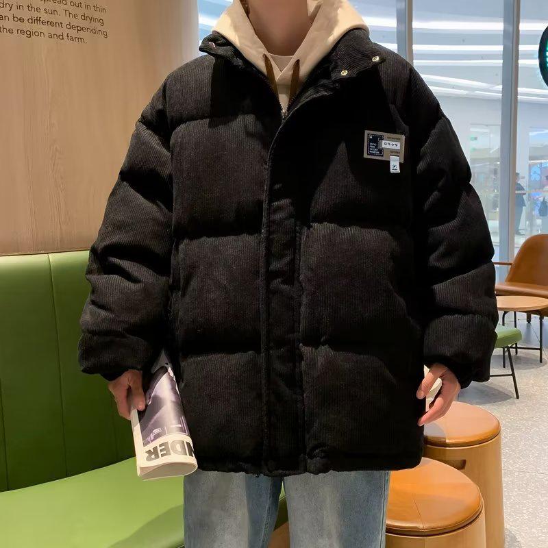 Unisex Corduroy Stand Collar Thick Cotton Jacket - Trendy Winter Coat for Couples