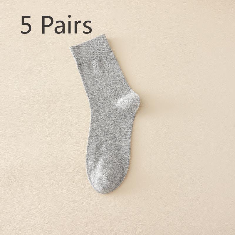 5 Pairs of Men's Autumn and Winter Pure Cotton Retro All Cotton 5A Antibacterial and Deodorizing Men's Sports Mid Top Socks