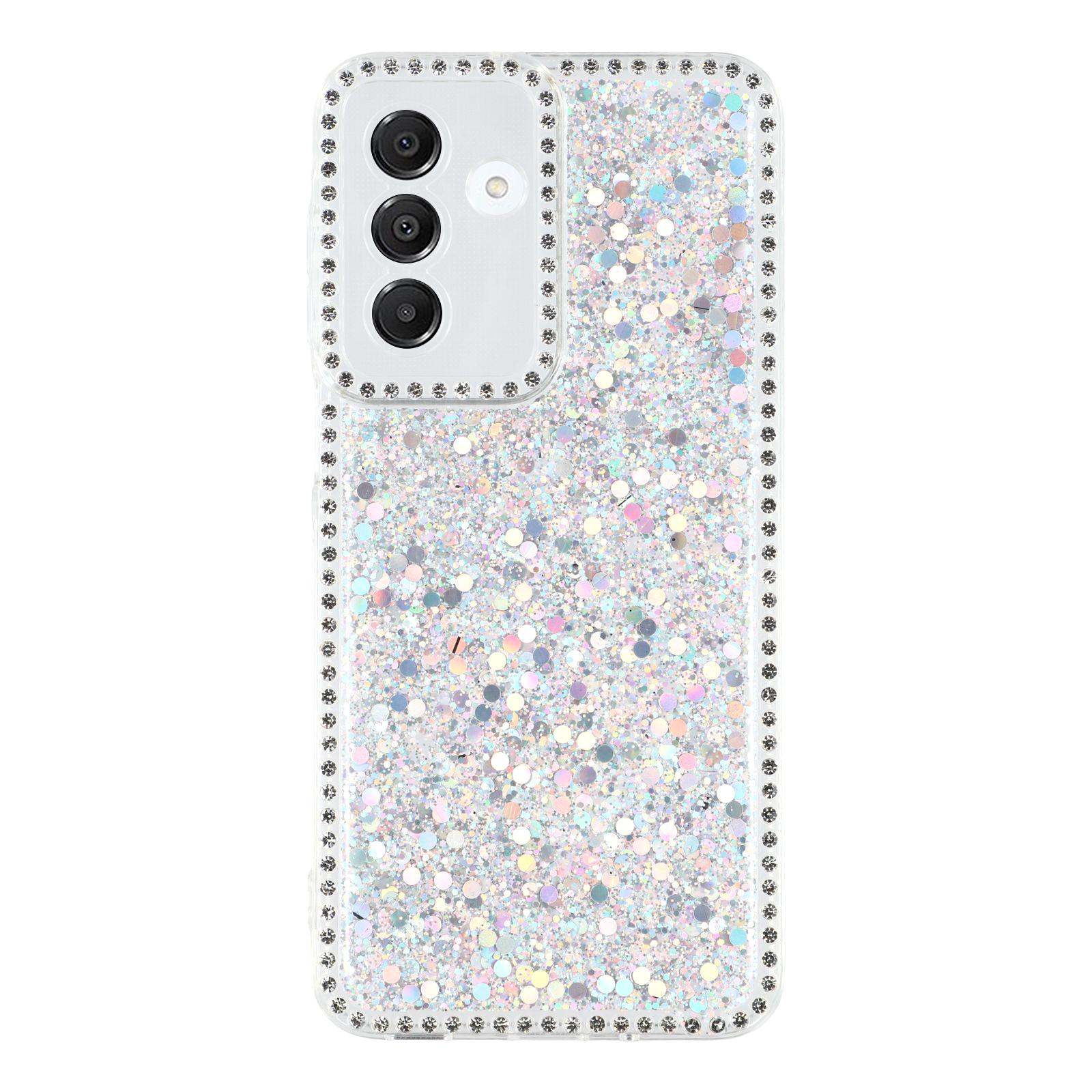 

Чехол для Samsung Galaxy A17 5G с краем из стразов, блестящий эпоксидный ТПУ чехол для телефона Silver