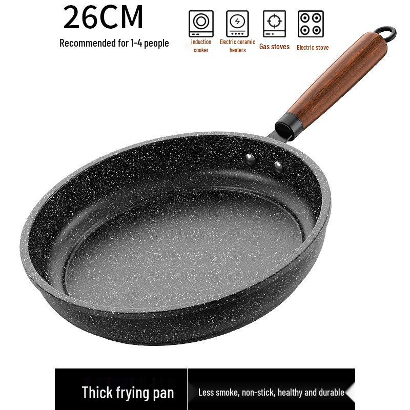 Nepřilnavá pánev z maifanského kamene, Multifunkční pánev s plochým dnem pro plynové nebo indukční varné desky