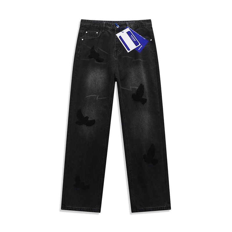 

Wassup Faith Dove American-Style Straight-Leg Jeans for Men, Trendy and Versatile High-Street Cool Wide-Leg Pants for Teenagers Black XL