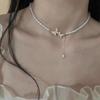 Vintage Elegant  Pearl Necklace for Women Tassel  Butterfly Pendant Alloy Choker Collarbone Chain Retro Summer Jewelry Gift