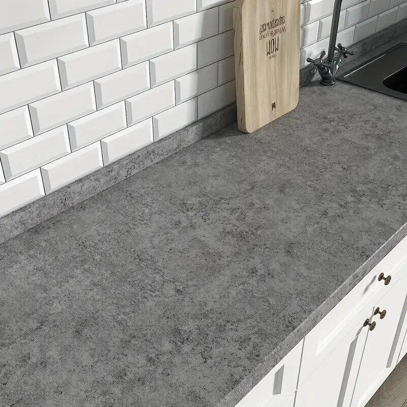 1 Roll Self-Adhesive Wallpaper, Cement Gray Textured Contact Paper, Peel And Stick, Waterproof Removable Living Room Kitchen Bed
